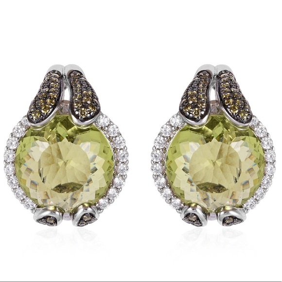 Jewelry - Green Peridot Diamond Earrings NWOTS